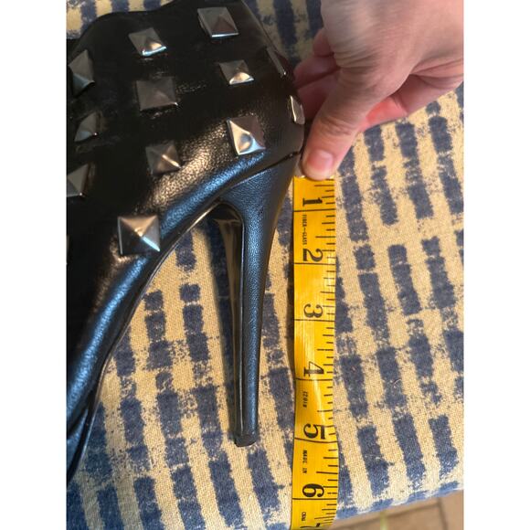 Colin Stuart Black Leather Studded Platform Heels - Picture 8 of 10